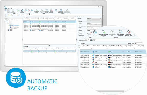 Automatic backup with versiondog for maintenance departments