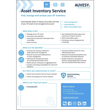 Teaserbild Asset Inventory Service One Pager